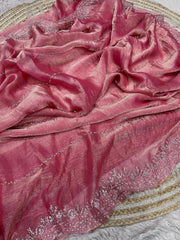 Party-wear Fendy Chiffon Blooming With Jarkhan Work Saree
