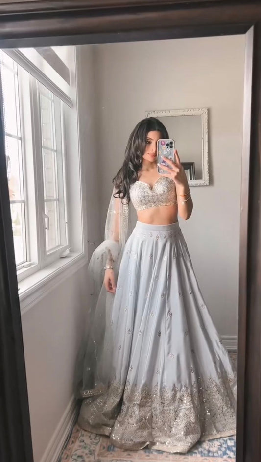 PartyWere Japan Satin Sequence Work Lehenga Choli