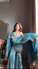 Party-wear Fendy Silk Thread & Sequence With Real Mirror Work Suit