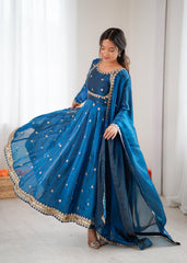 Party-wear Fendy Silk Coding With Sequence Work Gown