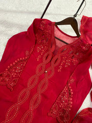 Elegant Chanderi Sequence Embroidery Work Suit