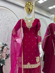 Designer Party-wear Fandy Satin Embroidery Codding &Sequence Work Suit
