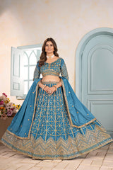 Party-wear Chinon Silk Embroidery Sequence Codding Designer Work Lehenga Choli