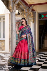 Traditional Tasar Silk Printed With Foil Work Lehenga Choli