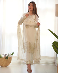 Beautiful Chinon Silk Embroidery Sequence & Zari Work Suit