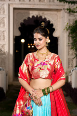 Traditional Jacquard Silk Paithani Weaving Zari Work Lehenga Choli