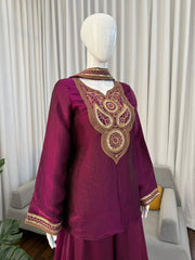 Stylish Designer Fendy Silk Thread & Sequence Work Sharara Set