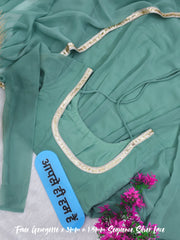 Beautiful Jannat Jubair Inspired Gold & Silver Cham Cham Sequence Anarkali Set