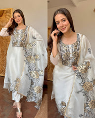 Beautiful Designer Jimmy Choo Embroidery With Cut Work Suit