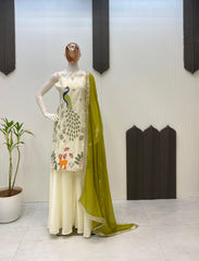 Beautiful French Crepe Embroidery Work Sharara