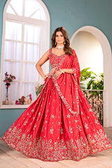 Royal Chinon Silk Sequence & Codding Embroidery Work Lehenga Choli