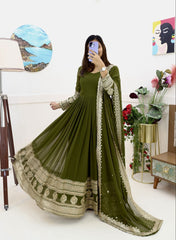 Beautiful Party-wear Georgette Embroidery & Sequence Work Gown