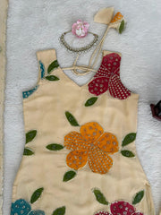 Beautiful Tibby Organza Silk Brush Print With Intricate Sequence Work Dress