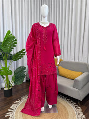 Designer Chanderi Thread Sequence Work Suit