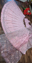 Pretty Pink Beautiful Georgette Embellished With Beautiful Shimmer Dori Work Lehenga Choli