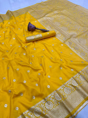 Beautiful Banarasi Silk Gold Zari Weaving Saree