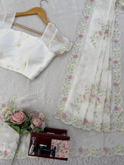Beautiful Elegance Chiffon Thread Work Saree
