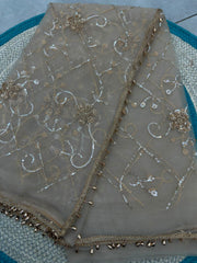 Party-wear Net Beads Sequence & Pearl Embroidery Work Saree