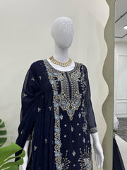Beautiful Festival Special Georgette Thread With Sequence Work Sharara