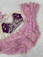 Party-wear Fendy Satin Silk Sequence With Coding Sequence Embroidery Work Saree