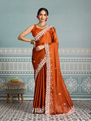 Party-wear Rangoli Silk Embroidery & Sequence Cutwork Border Saree