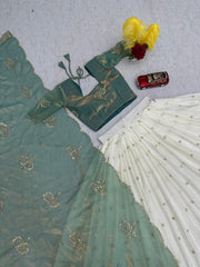 Wedding Wear Fendy Silk Thread & Sequence Work Lehenga With Stitched Blouse