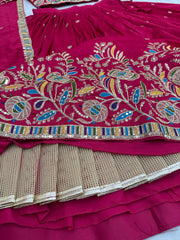 Festive Special Vichitra Embroidery Coding Sequence & Thread Work Lehenga With Stitched Blouse