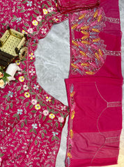 Party-wear Pink Georgette Embroidery & Sequence Work lehenga Choli