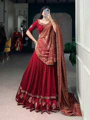 Festive Special Vichitra Silk Embroidery Work Lehenga Choli
