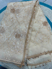 Party-wear Net Beads Sequence & Pearl Embroidery Work Saree