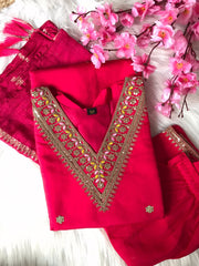 Pink Embroidered Roman Silk Work Salwar Suit