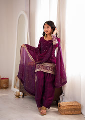 Party-wear Fendy Silk Embroidery Sequence Work Sharara