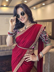 Beautiful Designer Georgette Thread With Sequence Work Saree