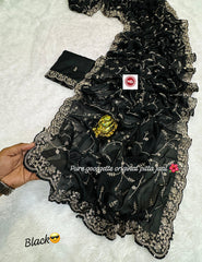 Beautiful Star Georgette Silk With Pitta Jaal With Sequence Work Saree