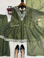 Festive Special Cosmos Mirror With Embroidery Work Sharara