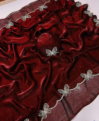 Trending Butterfly Border Rich Space Silk Saree