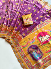 Beautiful Zari Weaving Softy Dola Crepe jacquard Weaving Silk Saree