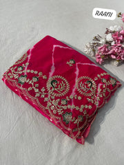 Beautiful Georgette Prism Leheriya Coding Sequence Work Saree