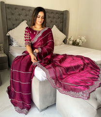 Staring Pure Jimmy Choo Thread Work Saree