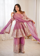 Party-wear Heavy Two Tone Fendy Satin Silk Sharara