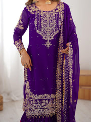 Beautiful Party-wear Georgette Cording Dori Embroidery & Sequence Work Suit