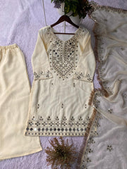 Beautiful Rose Gold Real Mirror With Embroidery Work Suit