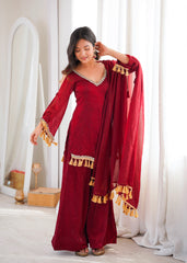 Party-wear Doremon Crush With Real Mirror Work Lace Border Suit