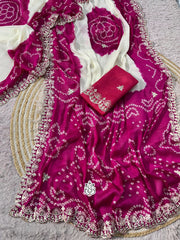 Beautiful Soft Georgette Bandej Printed Work Saree