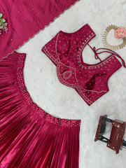 Beautiful Satin Silk Real Mirror Work Lehenga Choli