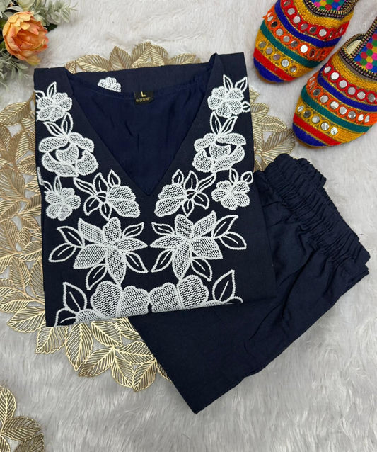 Beautiful Khadi Cotton With Beautiful Embroidery Dress