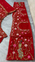 Royal Red Glamours Soft Net Embroidery Sequence Work Lehenga Choli