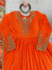 Party-wear Georgette Thread With Sequence Work Gown