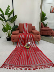 Party-wear Red Georgette Thread With Sequence Work Saree