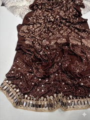 Designer Pure Satin Silk Real Mirror Work Saree